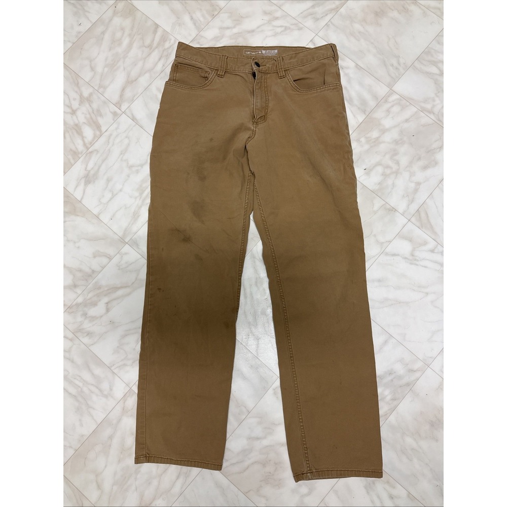 Carhartt Relaxed Fit  Pants Mens 32x32 Duck Brown Canvas Utility Work